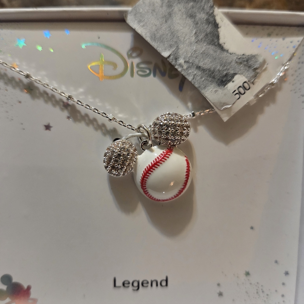 Disney Silver Baseball Charm Necklace